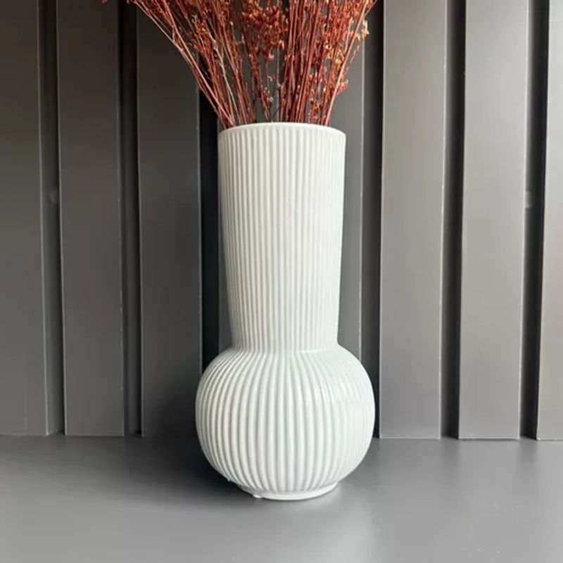 GENERICO - Florero Vintage Cerámica Lineal 12x12x23cm