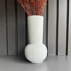 GENERICO - Florero Vintage Cerámica Lineal 12x12x23cm