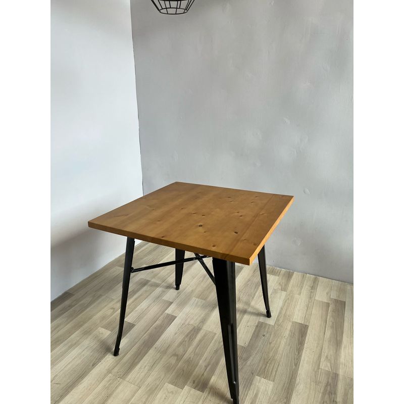 GENERICO - Mesa tolix acabado madera 80x80cm