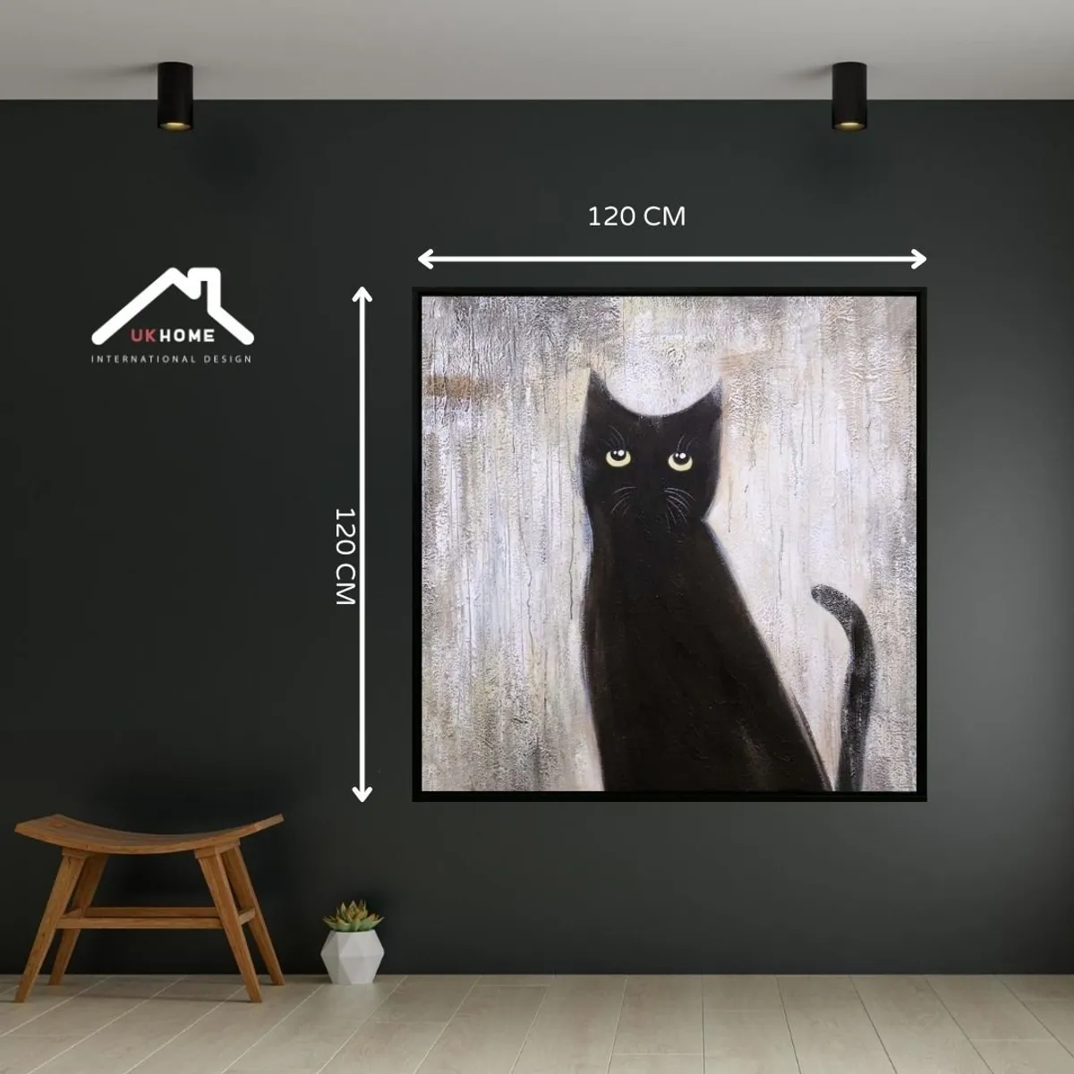 GENERICO - Cuadro Gato abstracto decorativo 120 x 120