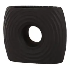 GENERICO - Florero Vintage Cerámica Circular 23x9x20cm NEGRO