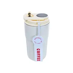 SOLEIO - Vaso Térmico Acero Inoxidable Termómetro 460 ml Blanco