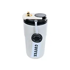 SOLEIO - Vaso Térmico Acero Inoxidable Termómetro 460 ml Negro
