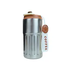 SOLEIO - Vaso Térmico Acero Inoxidable Termómetro 460 ml Plateado