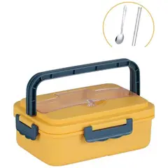 GENERICO - Lonchera Fiambrera Con Cuchara Y Palillos A Prueba De Fugas Amarillo