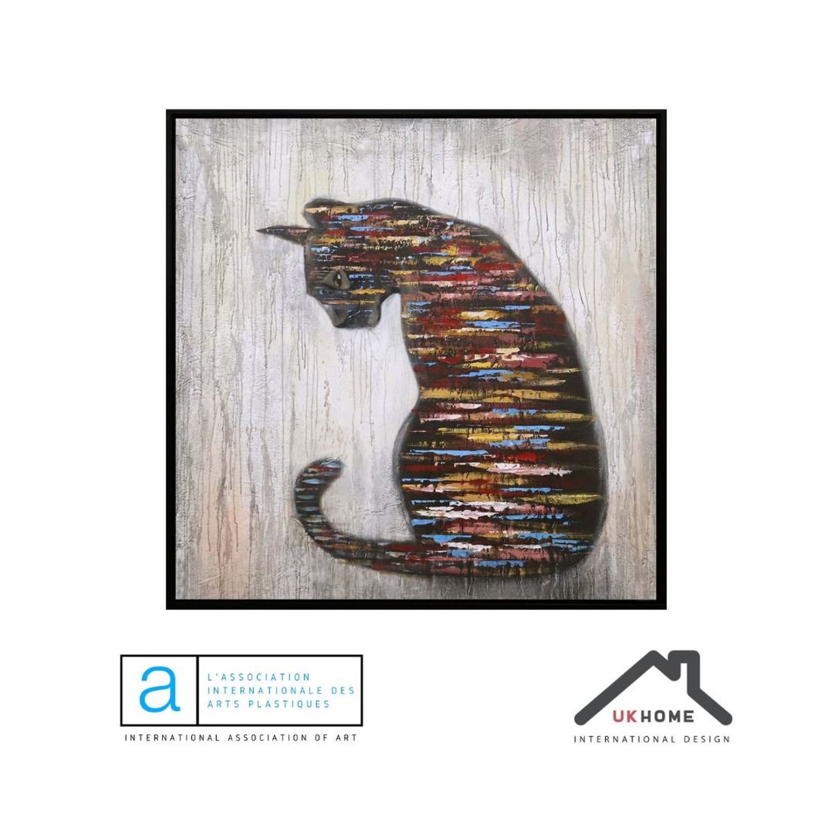 GENERICO - Cuadro Gato abstracto decorativo 120 x 120