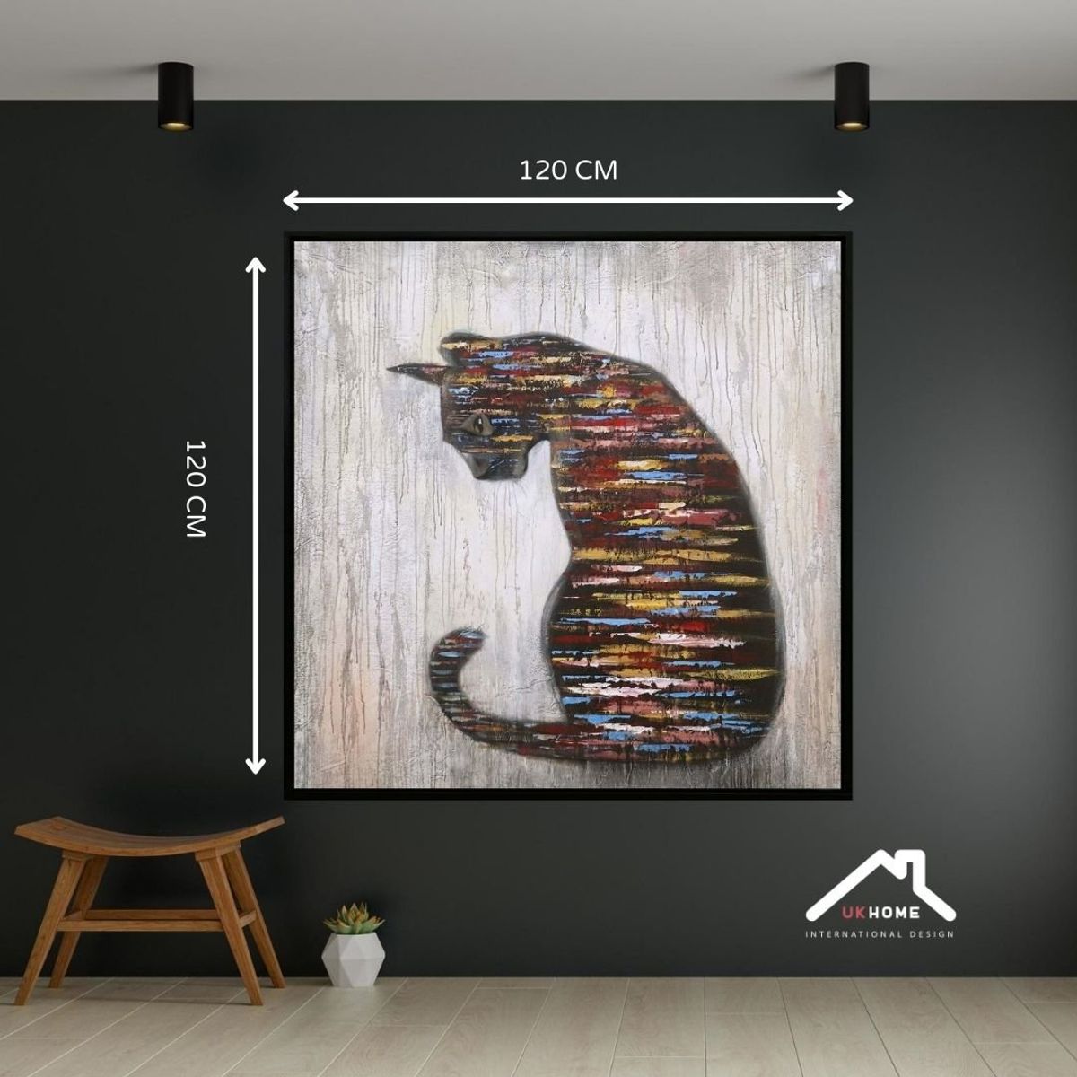 GENERICO - Cuadro Gato abstracto decorativo 120 x 120