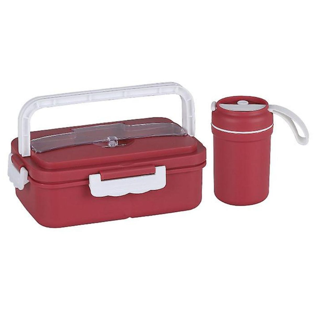 GENERICO - Lonchera Termica 3 Compartimientos Con Vaso Termico Rojo