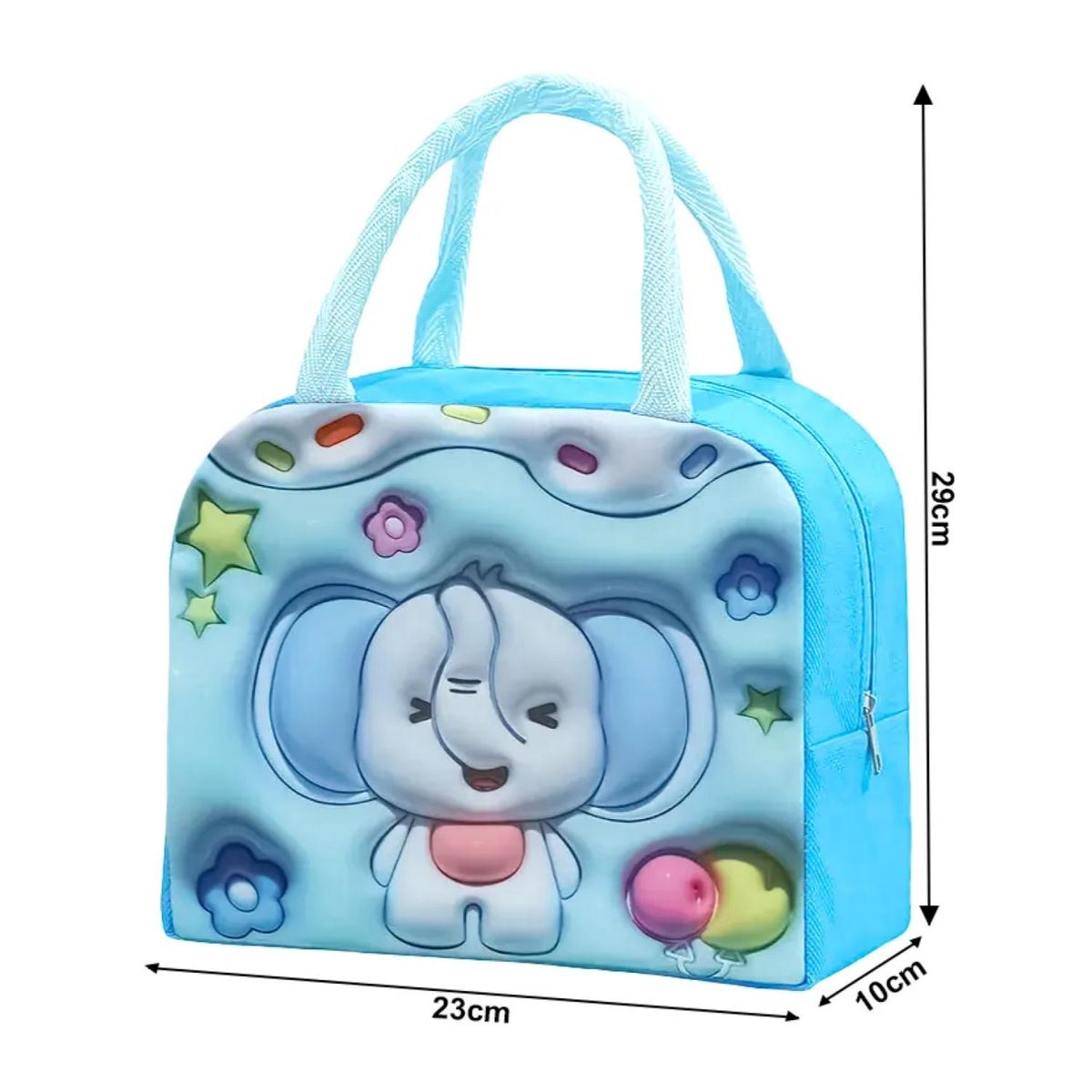 GENERICO - Lonchera Bolsa Termica 23x10x29cm Elefante Azul Kawaii