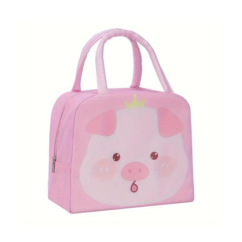 GENERICO - Lonchera Bolsa Termica 23x10x29cm Chanchito Rosa Kawaii
