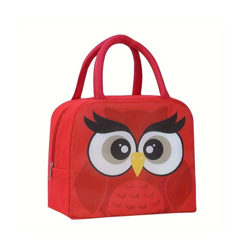 GENERICO - Lonchera Bolsa Termica 23x10x29cm Buho Rojo Kawaii