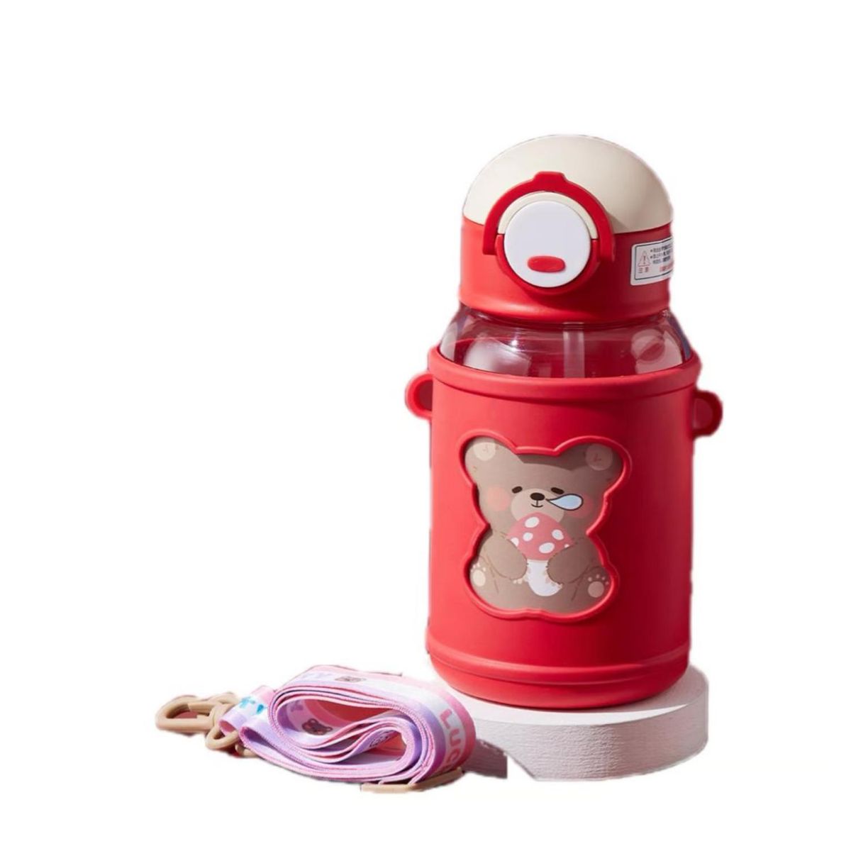 GENERICO - Botella De Agua Portatil 620ml Osito Kawaii Rojo Infantil