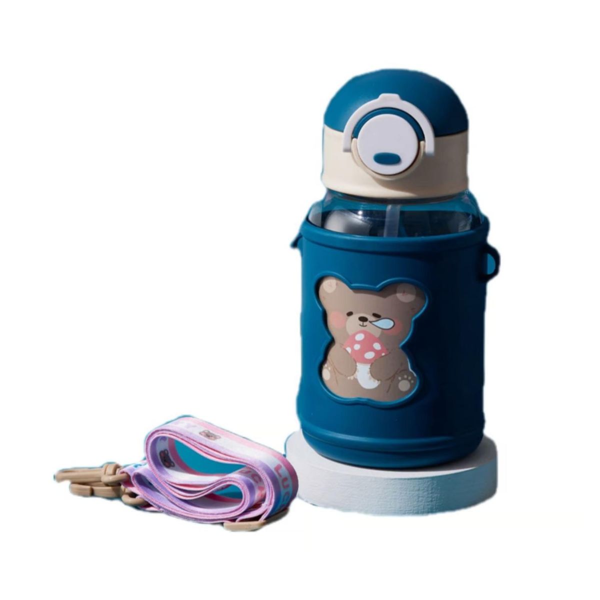 GENERICO - Botella De Agua Portatil 620ml Osito Kawaii Azul Infantil