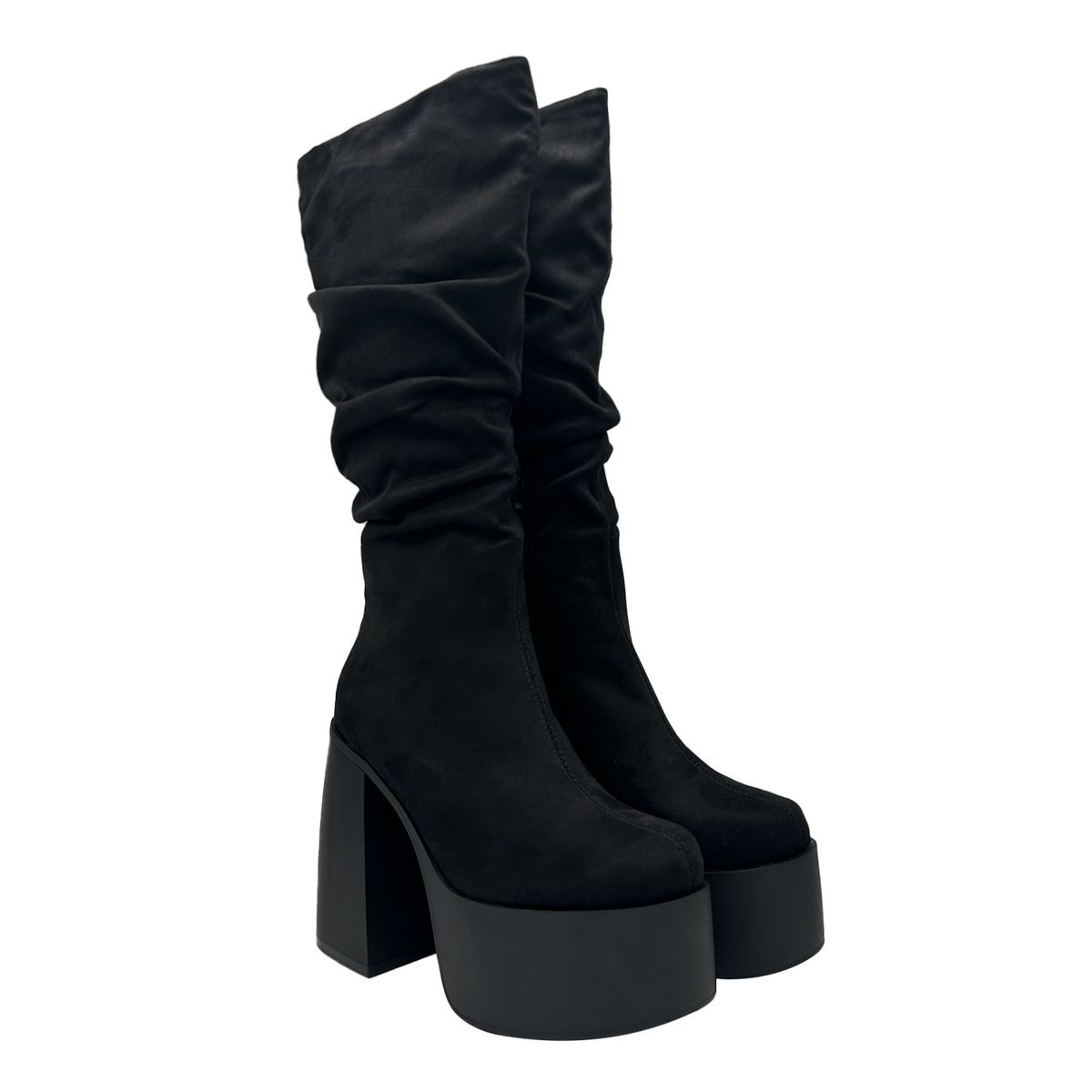 DINASTELLA - Bota para mujer estilo corrugado y platadorma alta Negro
