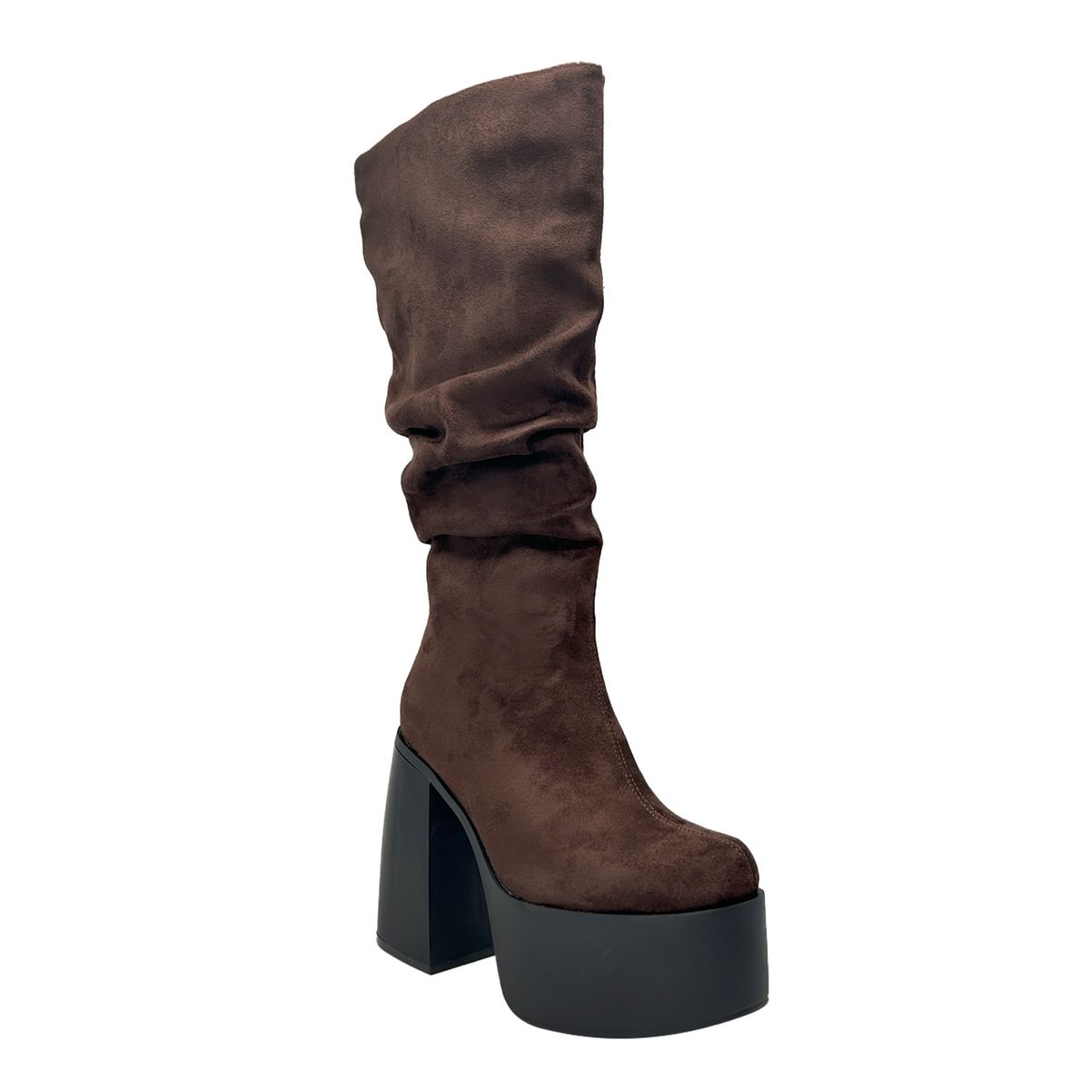 DINASTELLA - Bota para mujer estilo corrugado y platadorma alta Cafe