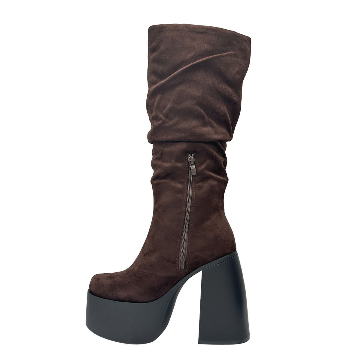 DINASTELLA - Bota para mujer estilo corrugado y platadorma alta Cafe