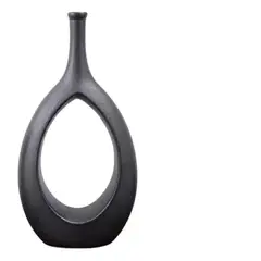 GENERICO - Florero Céramica Botella Con Cuerda 35cm NEGRO