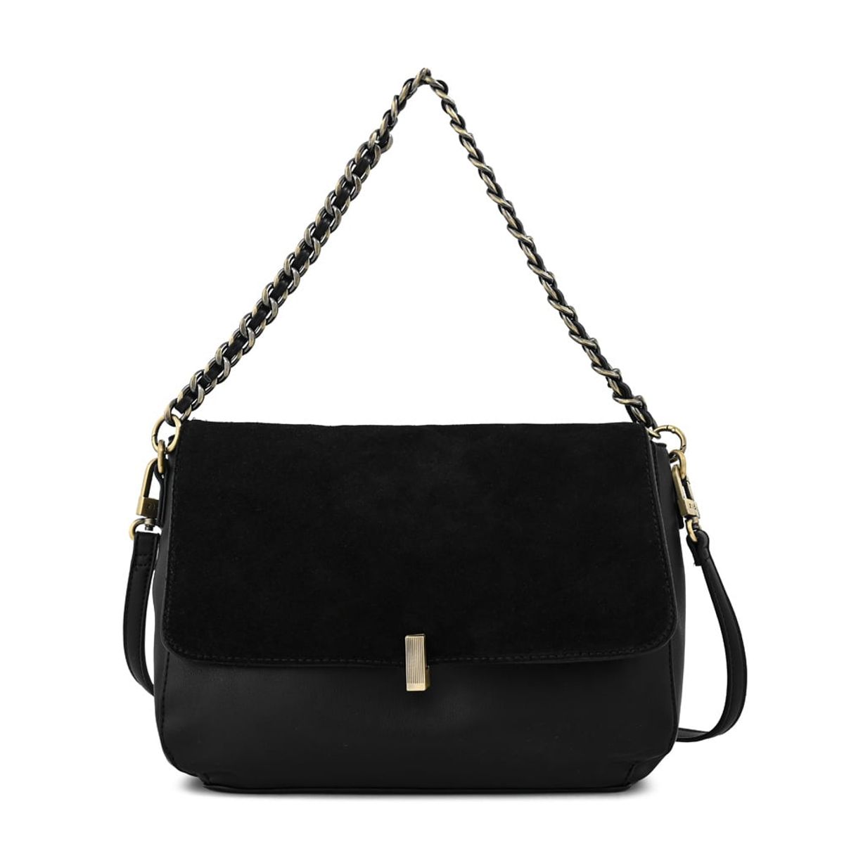 ZIOL - Cartera bandolera con tapa doris mediana negro especial