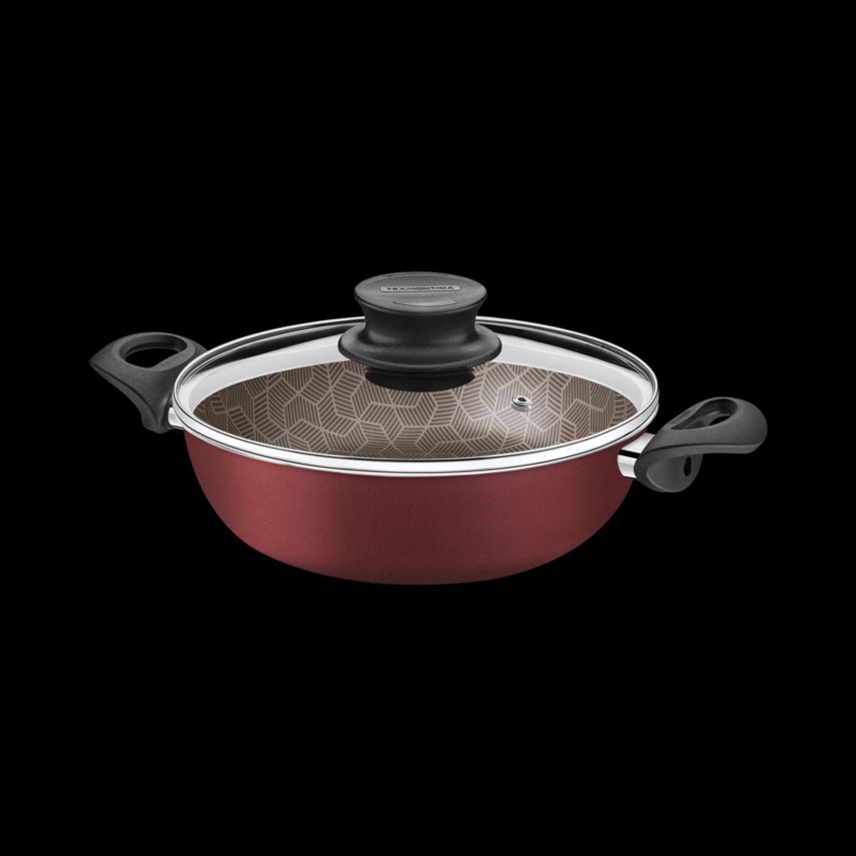 TRAMONTINA - Arrocera Tramontina Paris en Aluminio con Revestimiento Interno y Externo Antiadherente Starflon Max Rojo con Tapa de Vidrio 24 cm 2,8 L