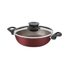 TRAMONTINA - Arrocera Paris en Aluminio con Revestimiento Interno y Externo Antiadherente Starflon Max Rojo con Tapa de Vidrio 24 cm 2,8 L