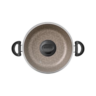 Imagen 2 del producto Arrocera Paris en Aluminio con Revestimiento Interno y Externo Antiadherente Starflon Max Rojo con Tapa de Vidrio 24 cm 2,8 L