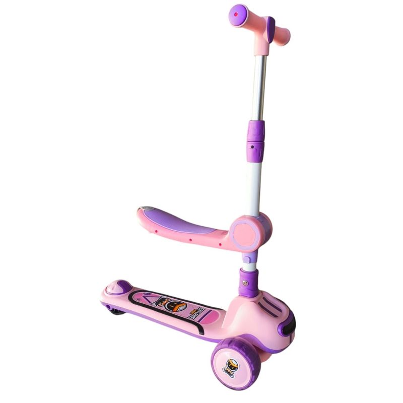GENERICO - Scooter Plegable infantil 2 en 1 Luces Led Rosado