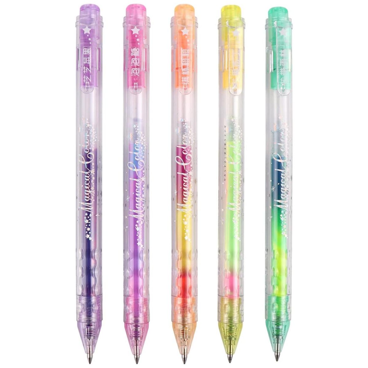GENERICO - Set 5 Lapices Boligrafos De Gel Arcoiris Fantasia