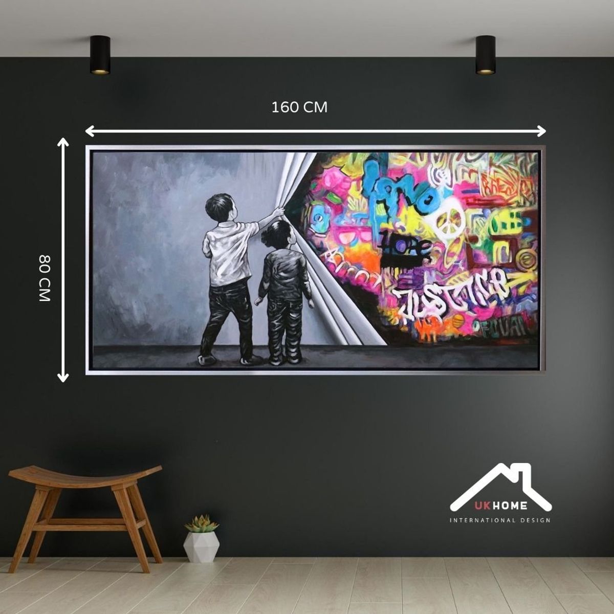 GENERICO - Cuadro decorativo cerditos abstracto 160 x 80