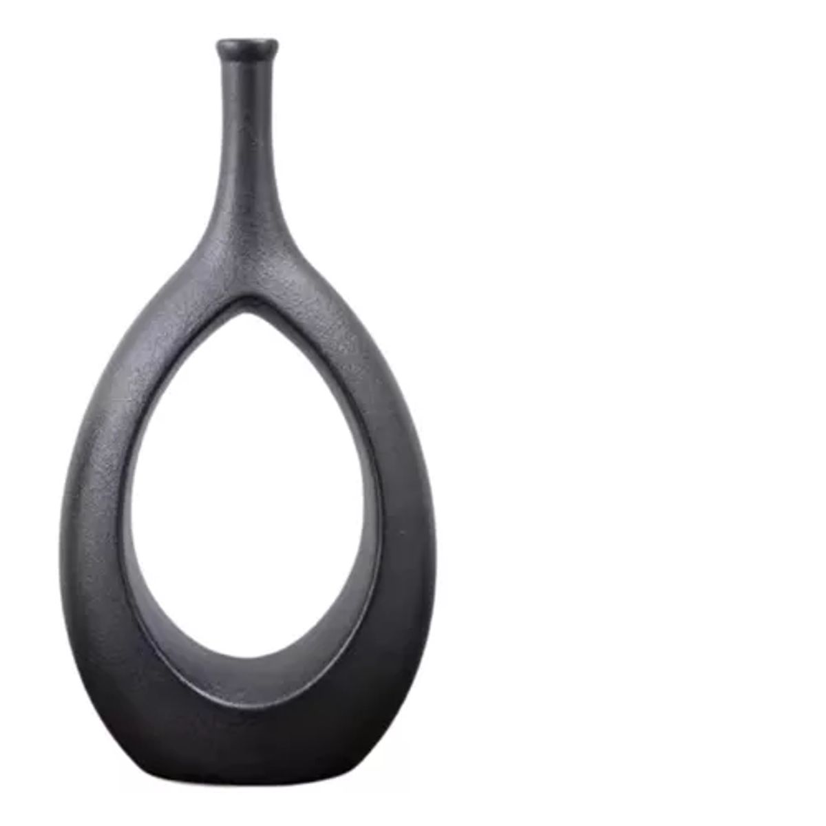 GENERICO - Florero Cerámica Botella Con Cuerda 27cm NEGRO