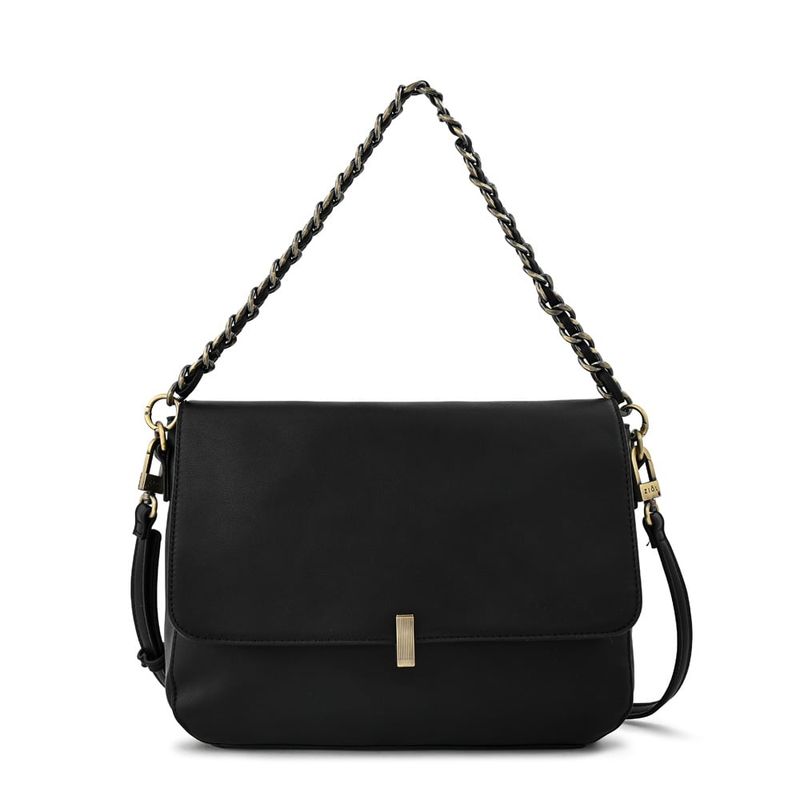 ZIOL - Cartera bandolera con tapa mediana doris negro