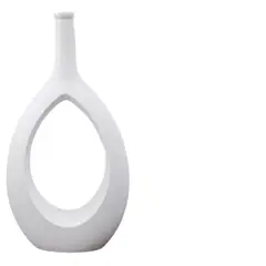 GENERICO - Florero Cerámica Botella Con Cuerda 27cm BLANCO