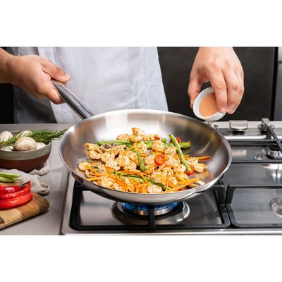 Imagen 2 del producto Sartén Professional raso de acero inoxidable fondo triple con mango 30 cm 2,9 L