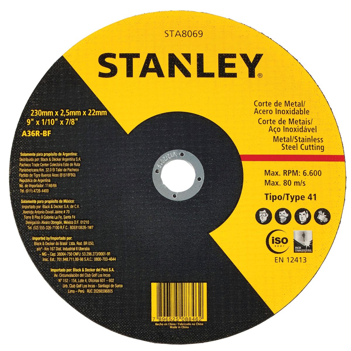 STANLEY - Disco corte metal 9' eje 7/8' Stanley STA8069