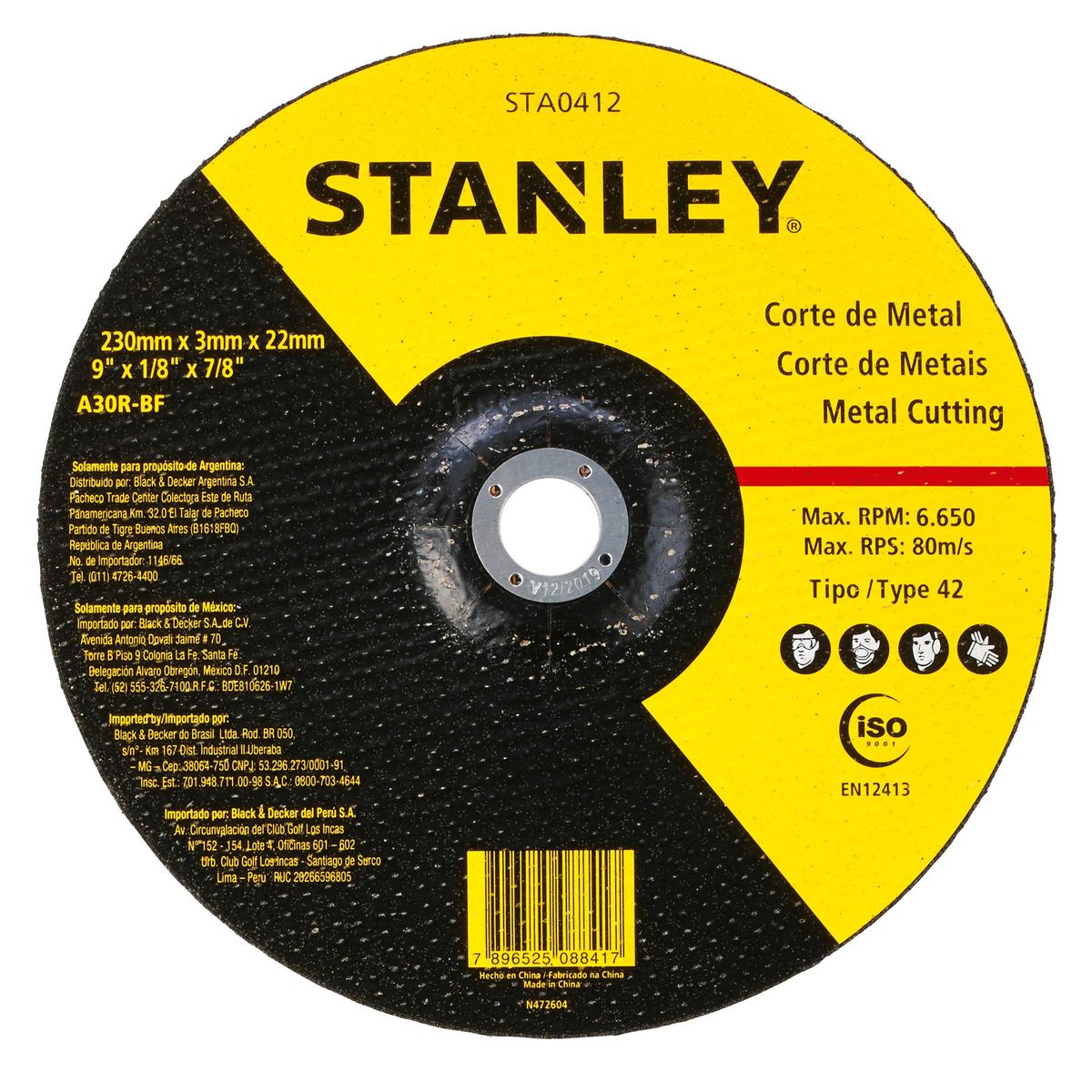 STANLEY - Disco corte metal 9' eje 7/8' Stanley STA0412