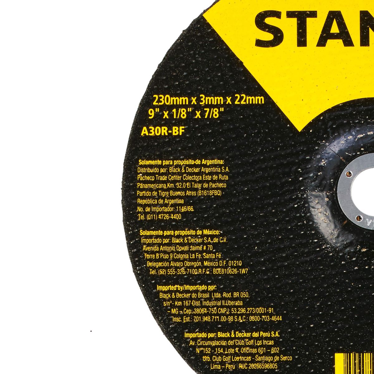 STANLEY - Disco corte metal 9' eje 7/8' Stanley STA0412