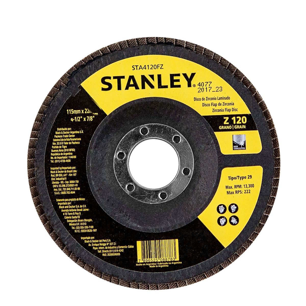 STANLEY - Disco traslapado de zirconio 4,5' Stanley STA4120FZ