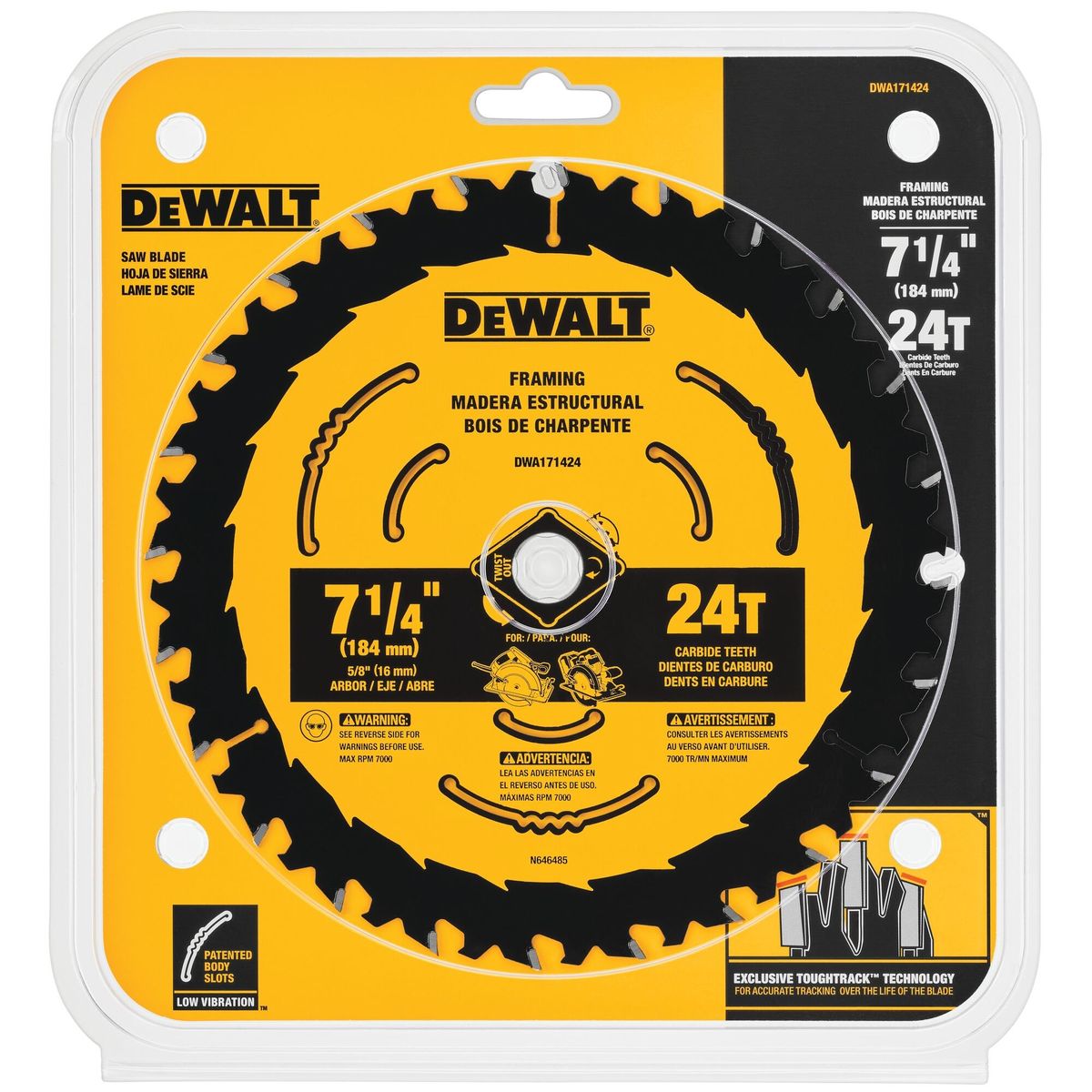 DEWALT - Disco de sierra 7 1/4" (184mm) DEWALT DWA171424