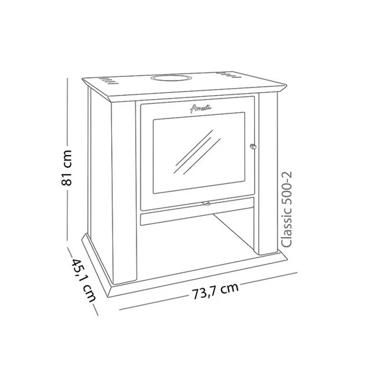 AMESTI - Estufa a leña Classic 500 negro satinado Amesti