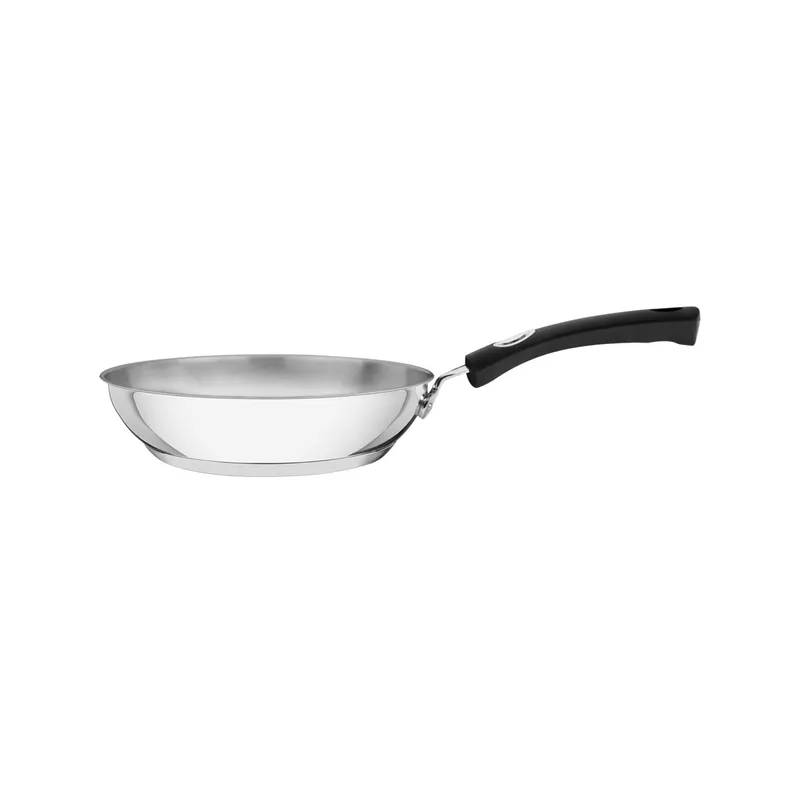 TRAMONTINA - Sartén Tramontina Solar Silicone raso de acero inoxidable fondo triple con mango de silicona, de 20 cm y 1,3 L