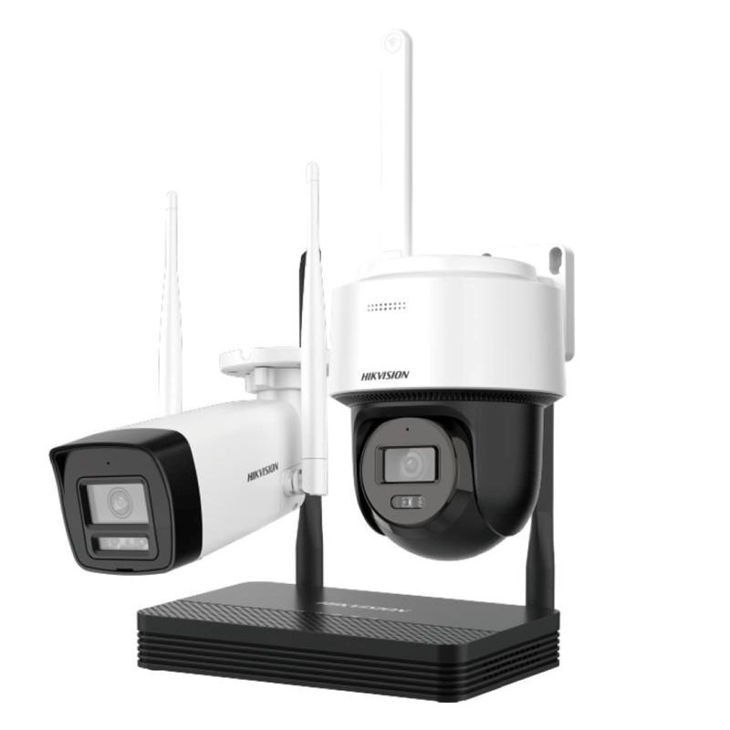 HIKVISION - Kit Cámara Bullet H265 de 2 MP NVS WiFi PTDome 4CH
