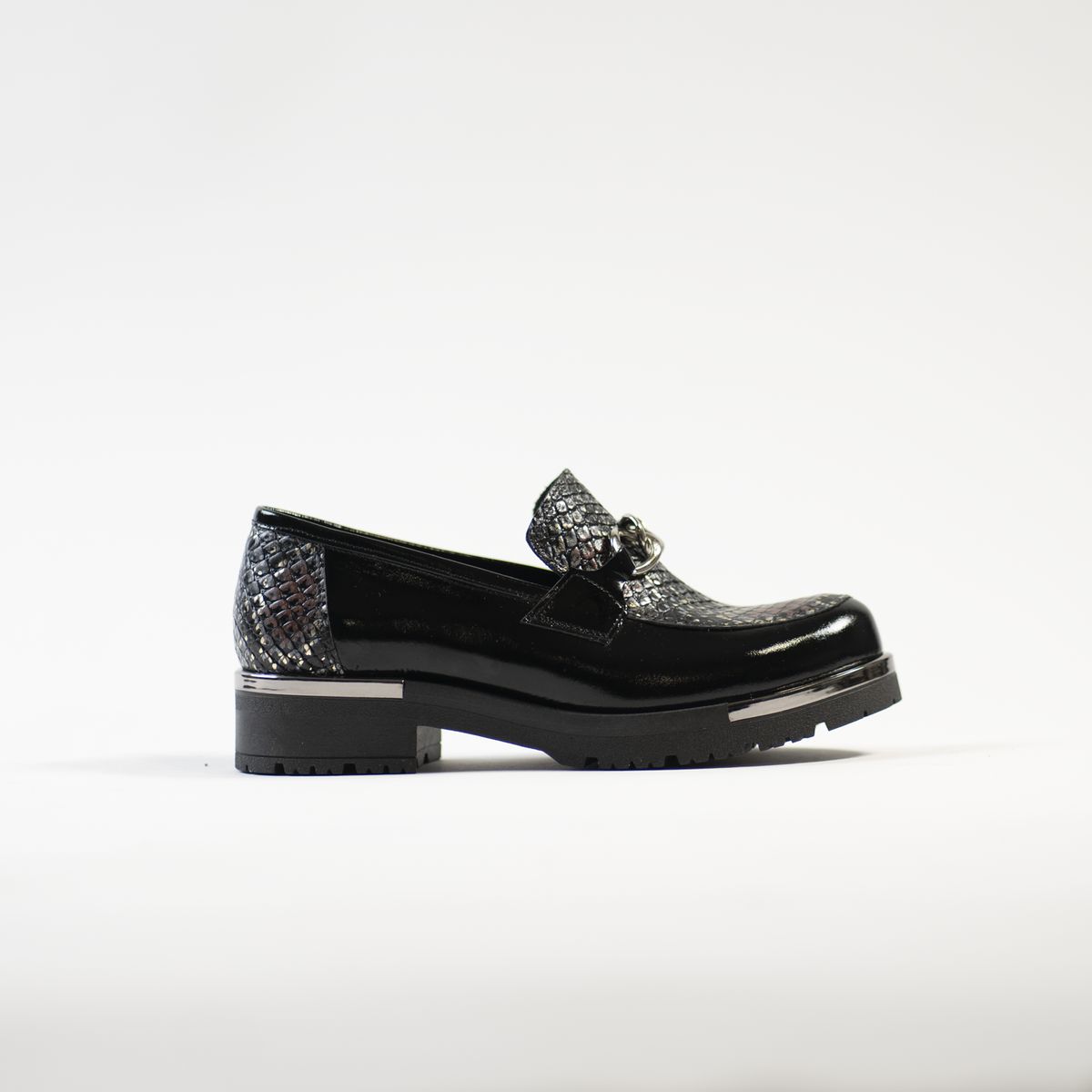 BURANO - Mocasín Plataforma Burano Lisboa Negro King Oro