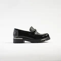 BURANO - Mocasín Plataforma Lisboa Negro King Oro