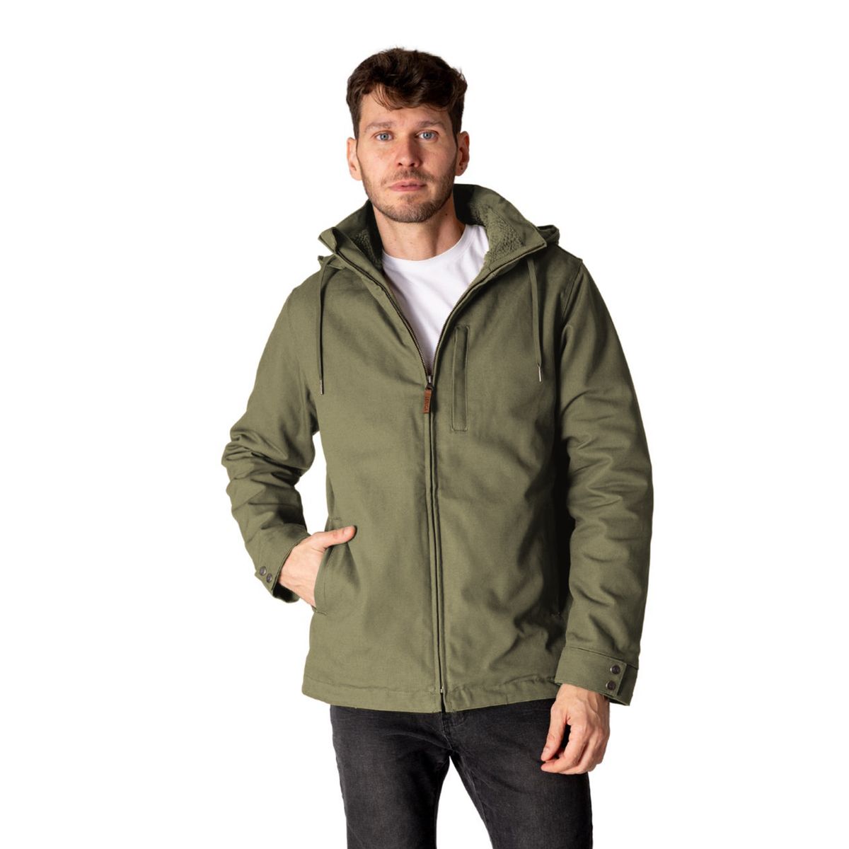 LENGA - Chaqueta Térmica Hombre Algodón Canvas Interior Sherpa Geike Lenga