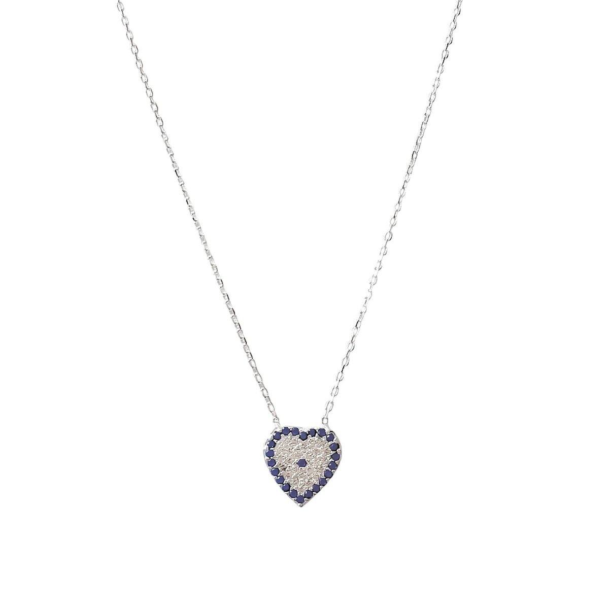 COGGIOLA - Collar Corazón Ojo Turco Circón Plata Fina 925