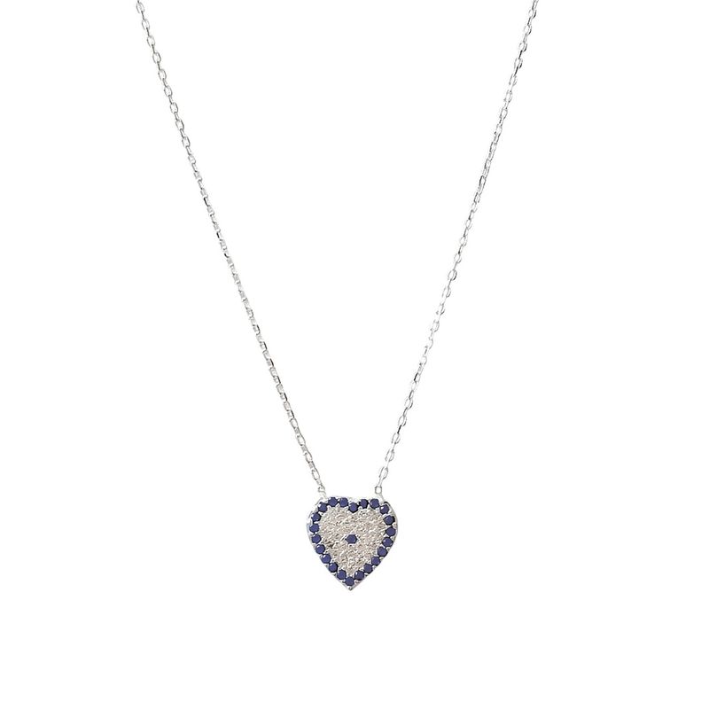 ANDREA COGGIOLA JOYAS - Collar Corazón Ojo Turco Circón Plata Fina 925