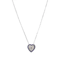 ANDREA COGGIOLA JOYAS - Collar Corazón Ojo Turco Circón Plata Fina 925