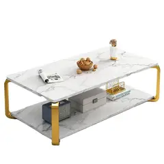 DETODOYMAS - Mesa rectangular doble nivel marmolada ChicHome - Blanco