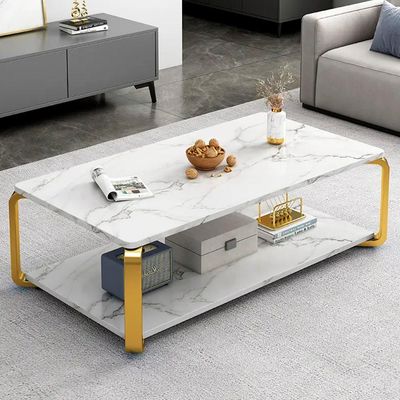 Imagen 2 del producto Mesa rectangular doble nivel marmolada ChicHome - Blanco