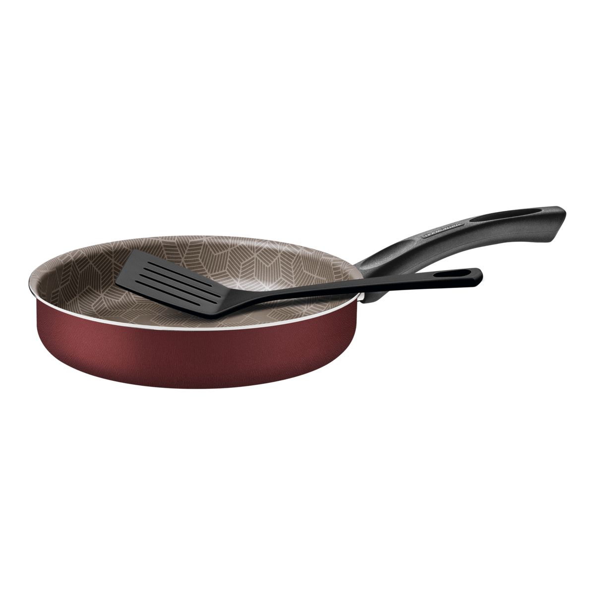TRAMONTINA - Sartén Recto Antiadherente con Espátula 24 cm Rojo Tramontina Paris