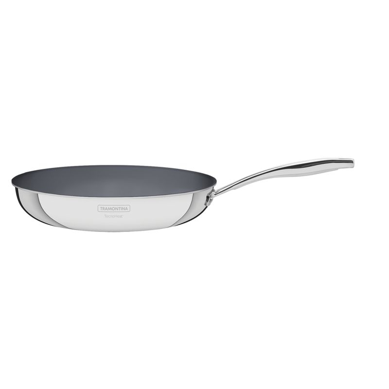 TRAMONTINA - Sartén Grano de acero inoxidable con cuerpo triple y revestimiento interno cerámico grafito de 30 cm